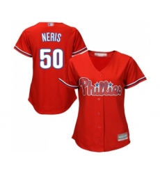 Women's Philadelphia Phillies #50 Hector Neris Replica Red Alternate Cool Base Baseball Jersey