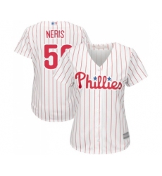 Women's Philadelphia Phillies #50 Hector Neris Replica White Red Strip Home Cool Base Baseball Jersey
