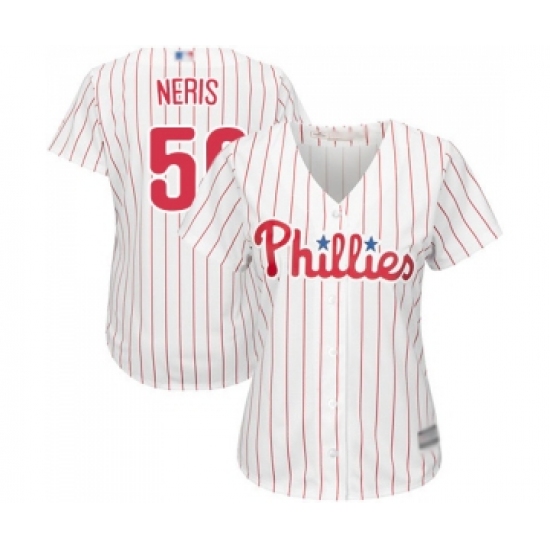 Women's Philadelphia Phillies #50 Hector Neris Replica White Red Strip Home Cool Base Baseball Jersey