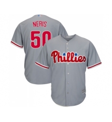 Youth Philadelphia Phillies #50 Hector Neris Replica Grey Road Cool Base Baseball Jersey