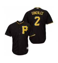 Men's Pittsburgh Pirates #2 Erik Gonzalez Replica Black Alternate Cool Base Baseball Jersey