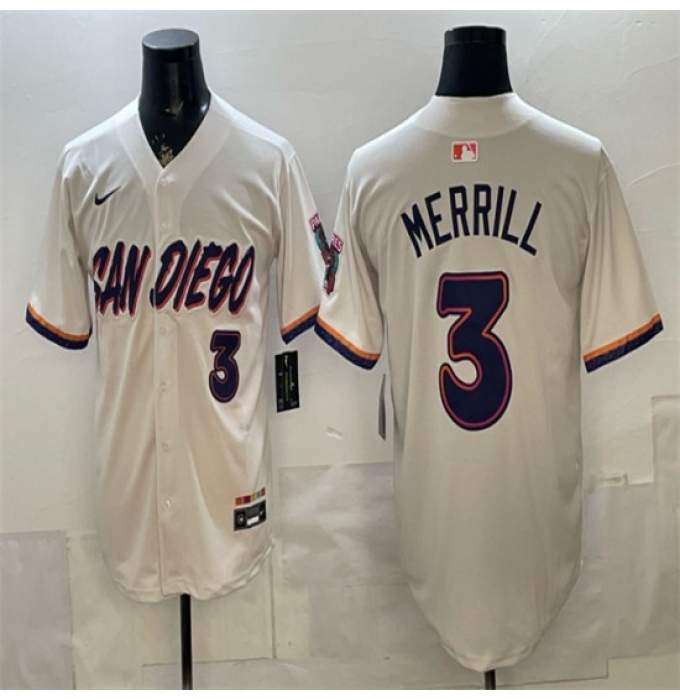 Men's San Diego Padres #3 Jackson Merrill Cream 2026 City Connect Stadium Stitched Baseball Jersey
