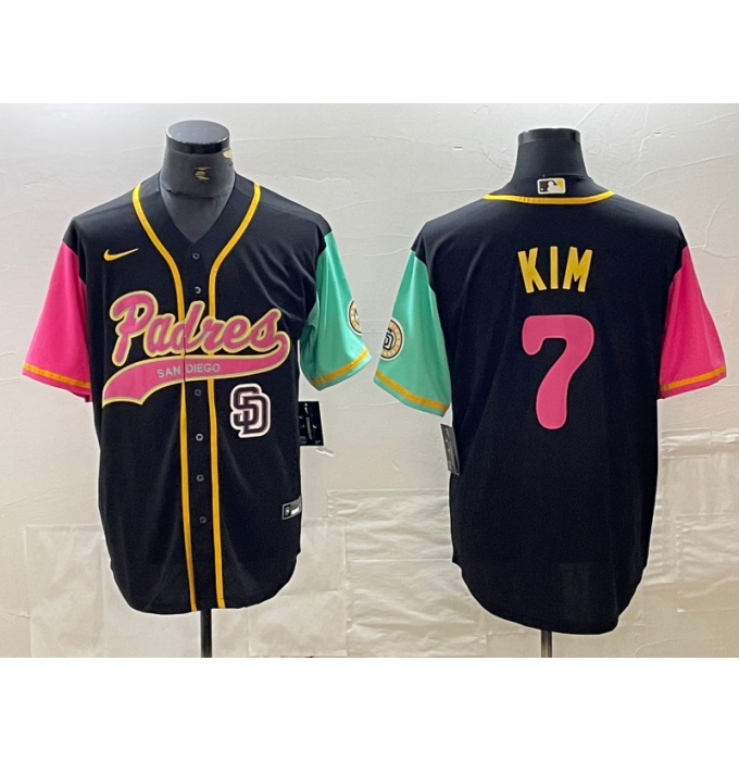 Mens San Diego Padres #7 Ha Seong Kim Black NEW 2023 City Connect Cool Base Stitched Jersey