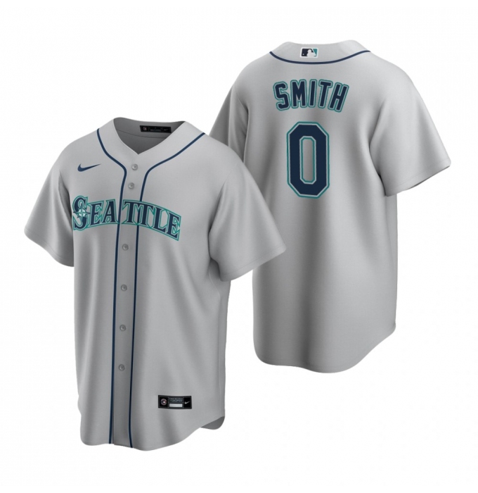 Men's Nike Seattle Mariners #0 Mallex Smith Gray Road Stitched Baseball Jersey