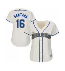 Women's Seattle Mariners #16 Domingo Santana Replica Cream Alternate Cool Base Baseball Jersey