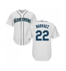 Men's Seattle Mariners #22 Omar Narvaez Replica White Home Cool Base Baseball Jersey