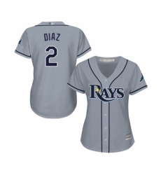 Women's Tampa Bay Rays #2 Yandy Diaz Replica Grey Road Cool Base Baseball Jersey
