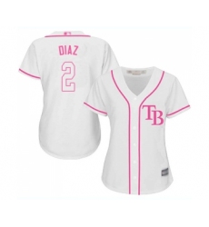Women's Tampa Bay Rays #2 Yandy Diaz Replica White Fashion Cool Base Baseball Jersey