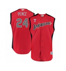 Youth Texas Rangers #24 Hunter Pence Authentic Red American League 2019 Baseball All-Star Jersey