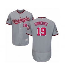 Men's Washington Nationals #19 Anibal Sanchez Grey Road Flex Base Authentic Collection 2019 World Series Champions Baseball Jersey