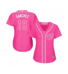 Women's Washington Nationals #19 Anibal Sanchez Replica Pink Fashion Cool Base Baseball Jersey