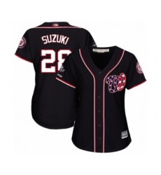 Women's Washington Nationals #28 Kurt Suzuki Authentic Navy Blue Alternate 2 Cool Base 2019 World Series Champions Baseball Jersey