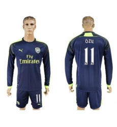 Arsenal #11 Ozil Sec Away Long Sleeves Soccer Club Jersey