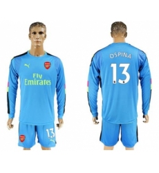 Arsenal #13 Ospina Light Blue Long Sleeves Goalkeeper Soccer Club Jersey