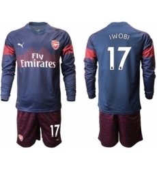 Arsenal #17 Iwobi Away Long Sleeves Soccer Club Jersey