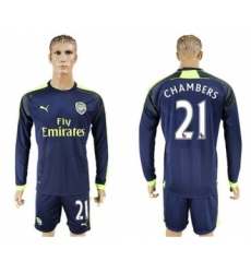 Arsenal #21 Chambers Sec Away Long Sleeves Soccer Club Jersey