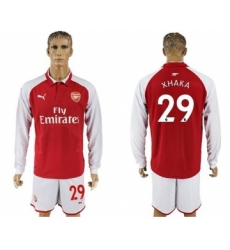 Arsenal #29 Xhaka Red Home Long Sleeves Soccer Club Jersey