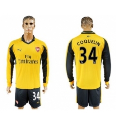 Arsenal #34 Coquelin Away Long Sleeves Soccer Club Jersey