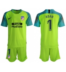 Atletico Madrid #1 Adan Shiny Green Goalkeeper Soccer Club Jersey
