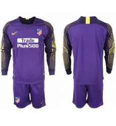 Atletico Madrid Blank Purple Goalkeeper Long Sleeves Soccer Club Jersey