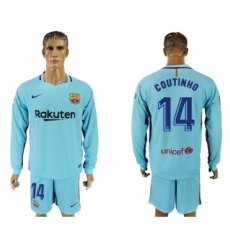 Barcelona #14 Coutinho Away Long Sleeves Soccer Club Jersey