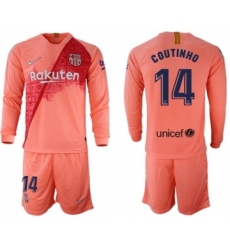Barcelona #14 Coutinho Third Long Sleeves Soccer Club Jersey