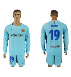 Barcelona #19 Digne Away Long Sleeves Soccer Club Jersey