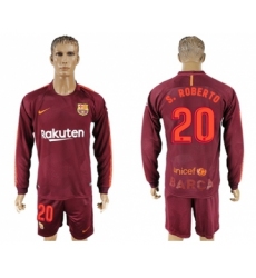 Barcelona #20 S.Roberto Sec Away Long Sleeves Soccer Club Jersey