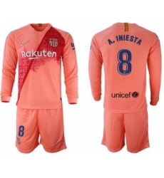 Barcelona #8 A.Iniesta Third Long Sleeves Soccer Club Jersey