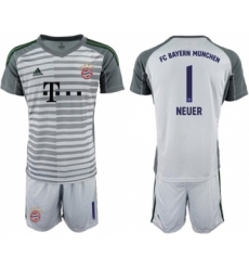 Bayern Munchen #1 Neuer Grey Goalkeeper Soccer Club Jersey