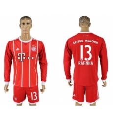 Bayern Munchen #13 Rafinha Home Long Sleeves Soccer Club Jersey