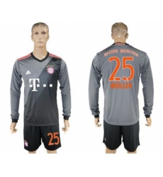 Bayern Munchen #25 Muller Away Long Sleeves Soccer Club Jersey