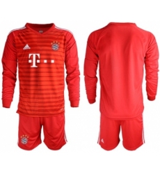 Bayern Munchen Blank Red Goalkeeper Long Sleeves Soccer Club Jersey