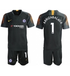Chelsea #1 Arrizabalaga Black Goalkeeper Soccer Club Jersey