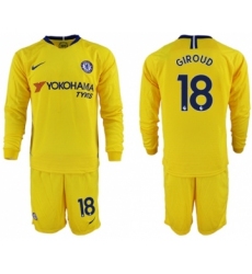 Chelsea #18 Giroud Away Long Sleeves Soccer Club Jersey