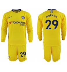 Chelsea #29 Morata Away Long Sleeves Soccer Club Jersey