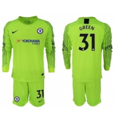 Chelsea #31 Green Shiny Green Goalkeeper Long Sleeves Soccer Club Jersey