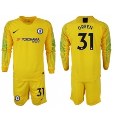 Chelsea #31 Green Yellow Goalkeeper Long Sleeves Soccer Club Jersey