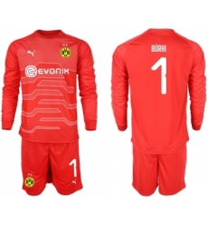 Dortmund #1 Burki Red Goalkeeper Long Sleeves Soccer Club Jersey