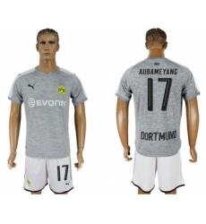 Dortmund #17 Aubameyang Grey Soccer Club Jersey