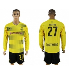 Dortmund #27 Castro Home Long Sleeves Soccer Club Jersey