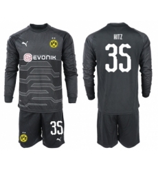 Dortmund #35 Hitz Black Goalkeeper Long Sleeves Soccer Club Jersey