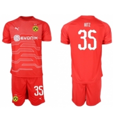 Dortmund #35 Hitz Red Goalkeeper Soccer Club Jersey