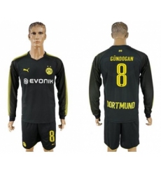 Dortmund #8 Gundogan Away Long Sleeves Soccer Club Jersey
