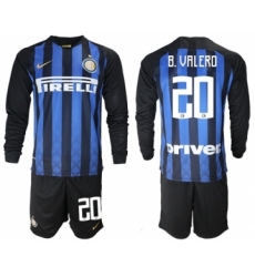 Inter Milan #20 B.Valero Home Long Sleeves Soccer Club Jersey