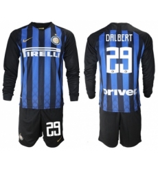 Inter Milan #29 Dalbert Home Long Sleeves Soccer Club Jersey