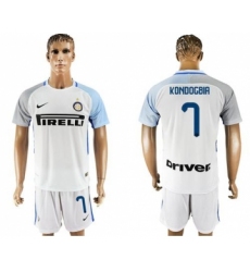 Inter Milan #7 Kondogbia White Away Soccer Club Jersey