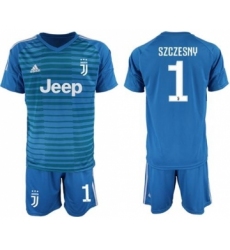 Juventus #1 Szczesny Blue Goalkeeper Soccer Club Jersey