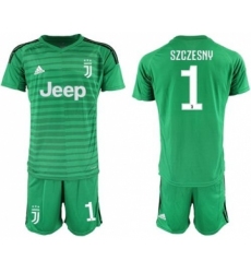 Juventus #1 Szczesny Green Goalkeeper Soccer Club Jersey