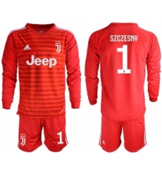 Juventus #1 Szczesny Red Goalkeeper Long Sleeves Soccer Club Jersey